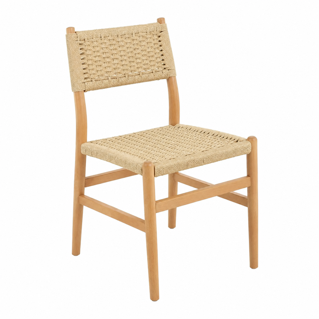 Lot de 2 chaises de salle à manger en bois avec assise tressée