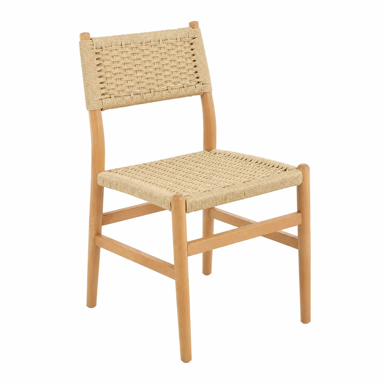 Lot de 2 chaises de salle à manger en bois avec assise tressée