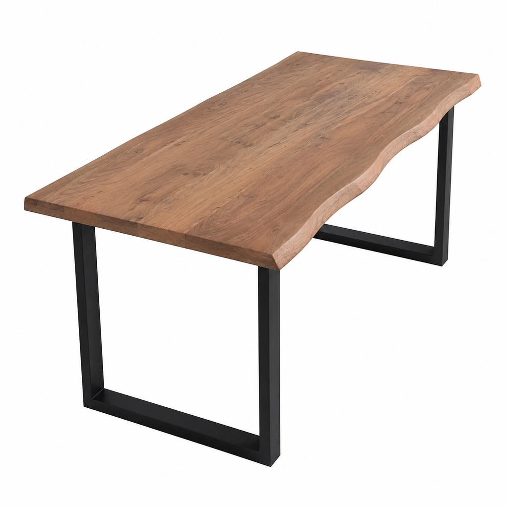 Table rectangulaire en bois d'acacia avec pieds noirs