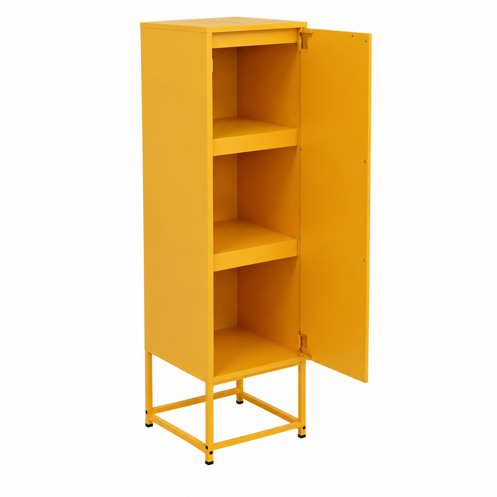 Armoire Commode Jaune avec Étagères, 36 x 39 x 123 cm