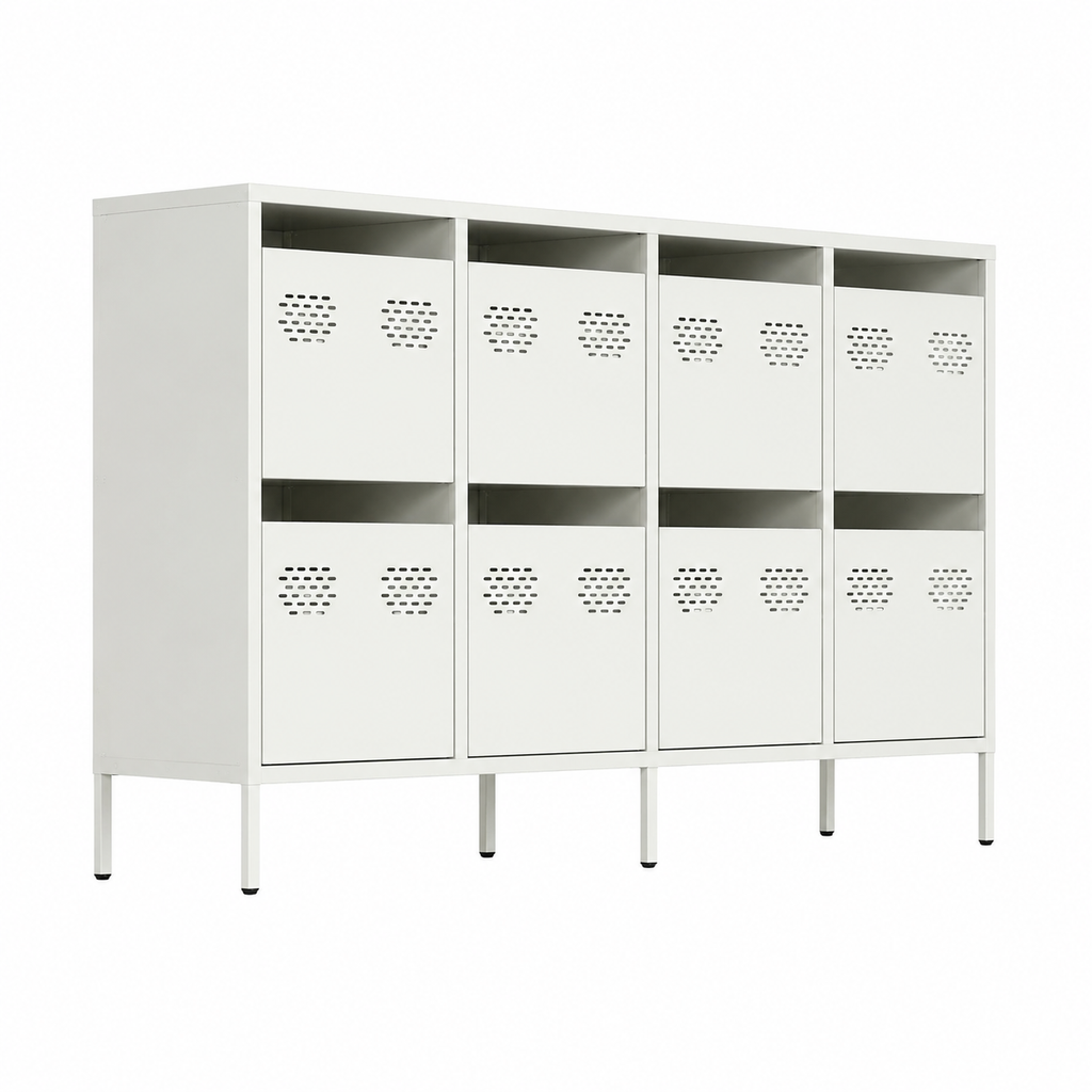 Buffet moderne blanc en acier 135x39x73,5 cm