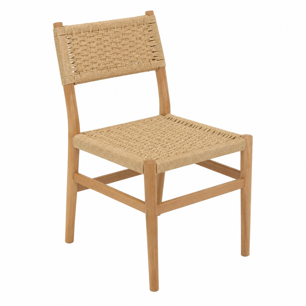 Lot de 2 chaises de salle à manger en bois avec assise tressée